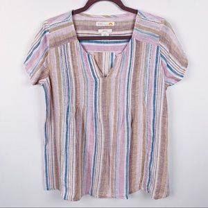 C&C California 100% Linen Striped Top Size Medium